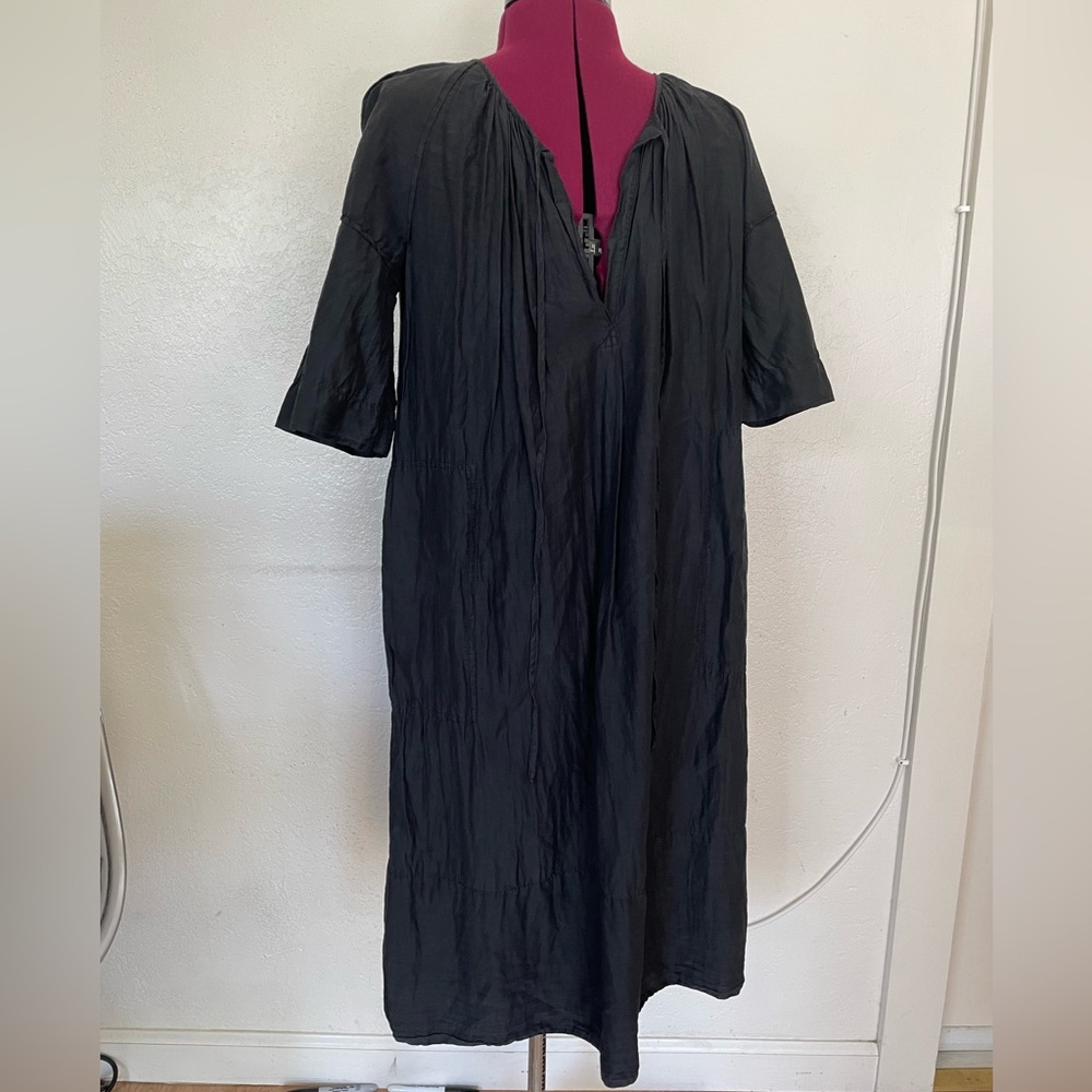 Raquel Allegra perfect summer black cotton silk blend dress